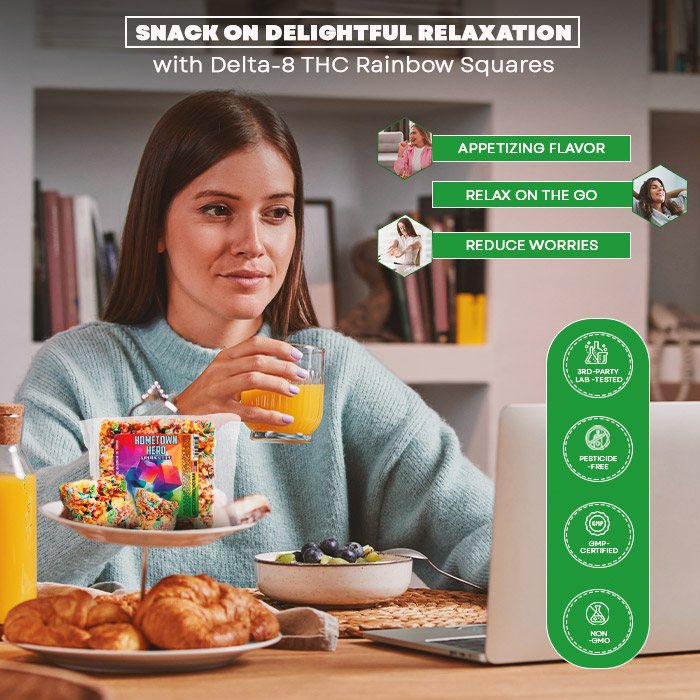 Delta-8 THC Rainbow Squares Crisp from Hometown Hero Best Sales Price - Edibles