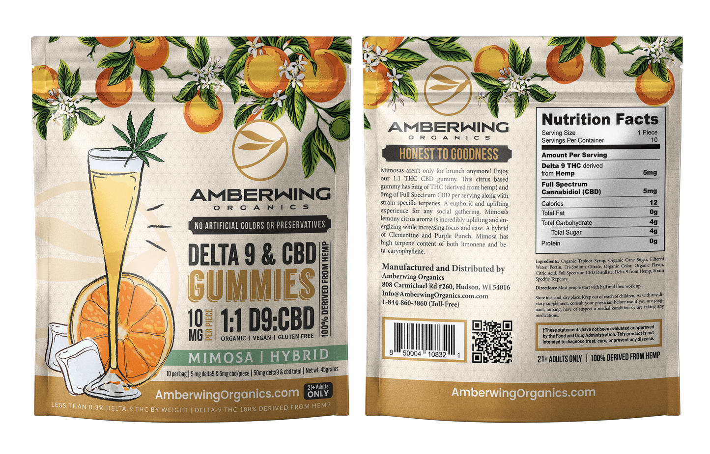 5mg Delta 9 | 5mg CBD | 1:1 | Mimosa Hybrid Strain | Sativa / Indica | 10 Pack