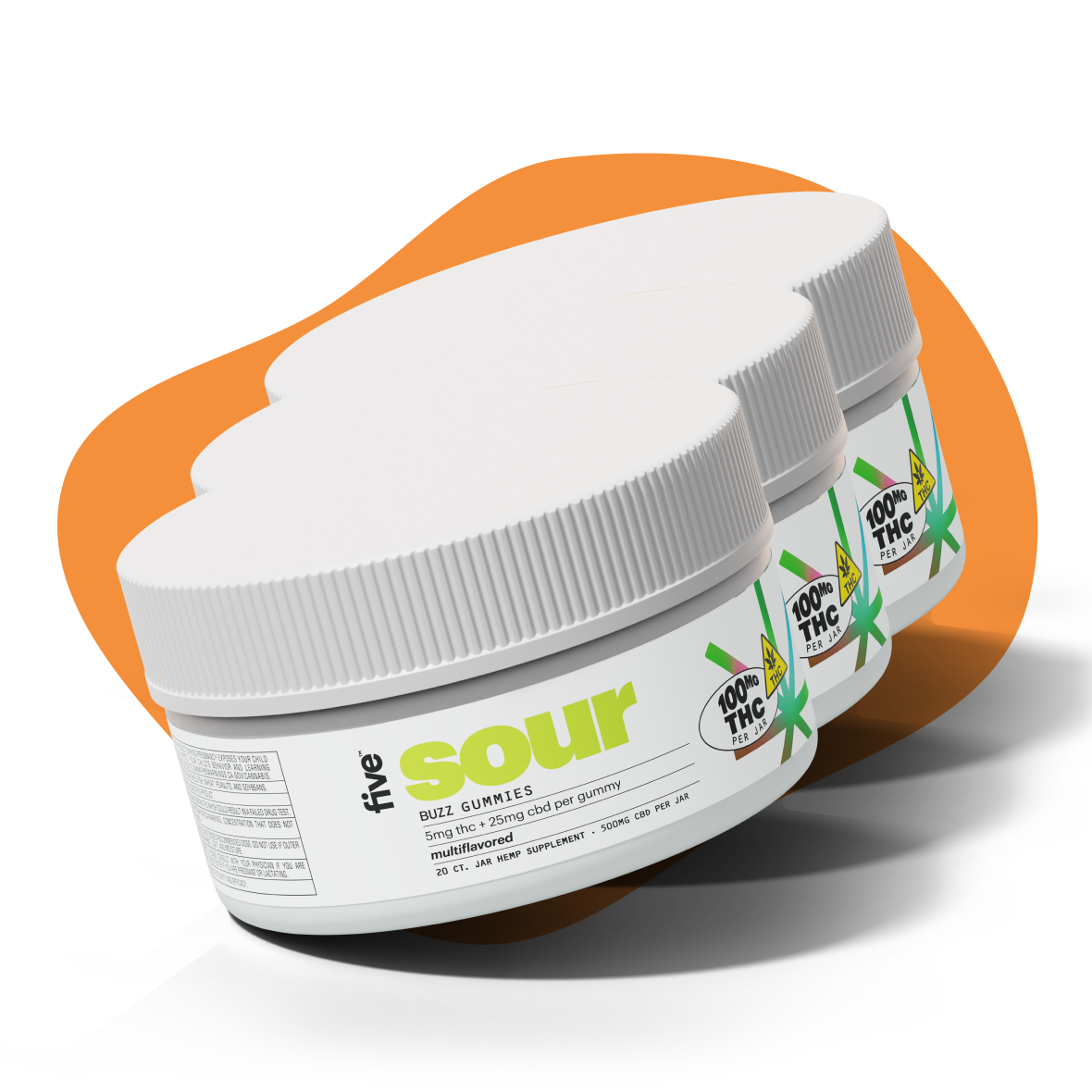 Five CBD sour buzz cbd + thc gummies