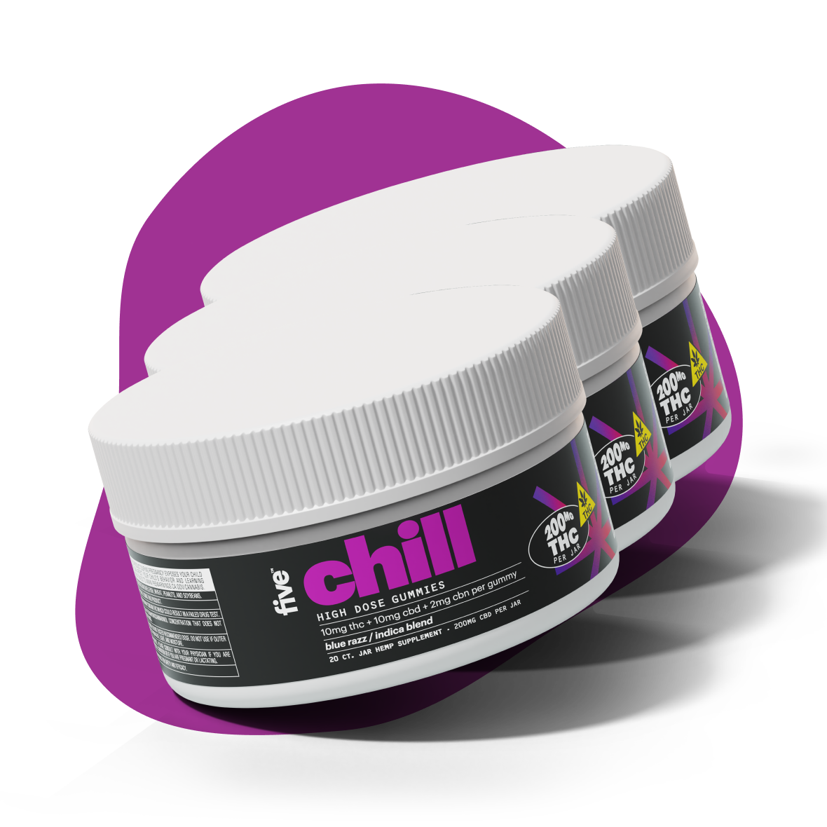 Five CBD indica chill delta-9 thc mood gummies