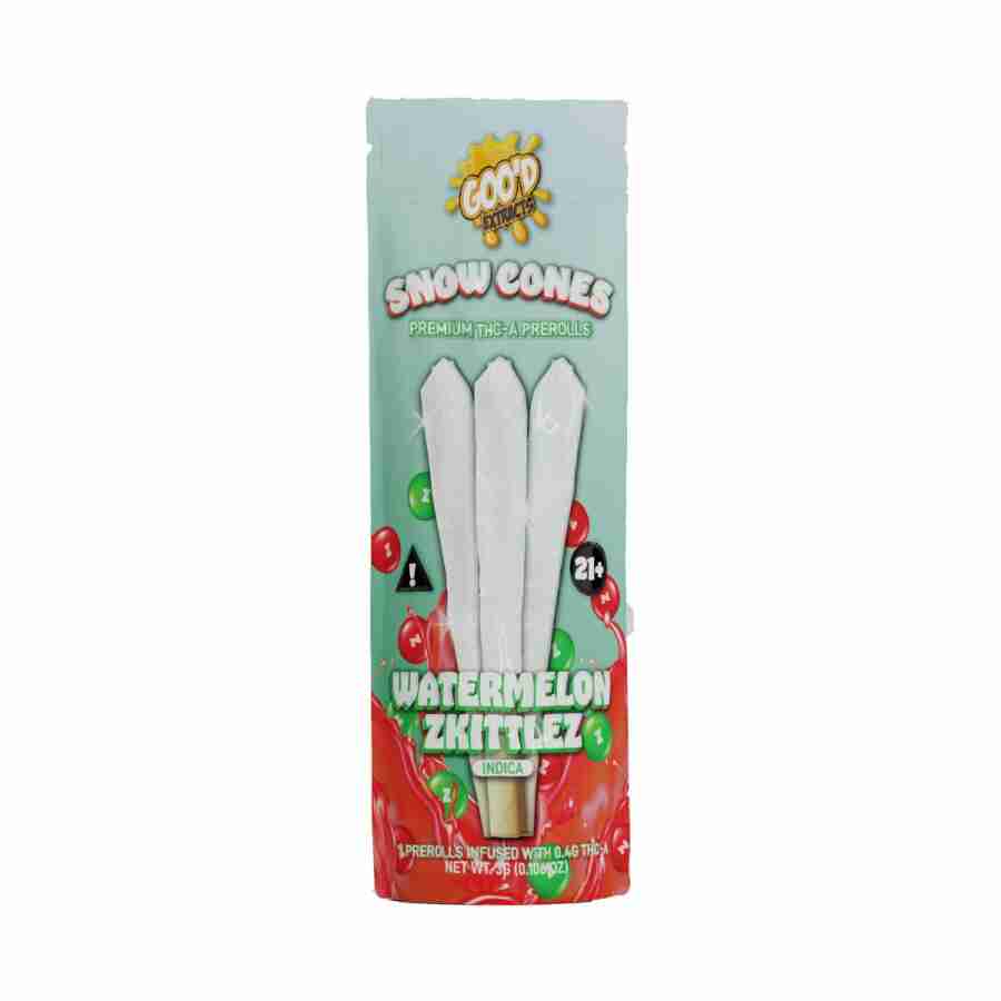 Goo’d Extracts Snow Cones THCA Diamonds Watermelon Zkittlez 3pc Best Sales Price - Pre-Rolls