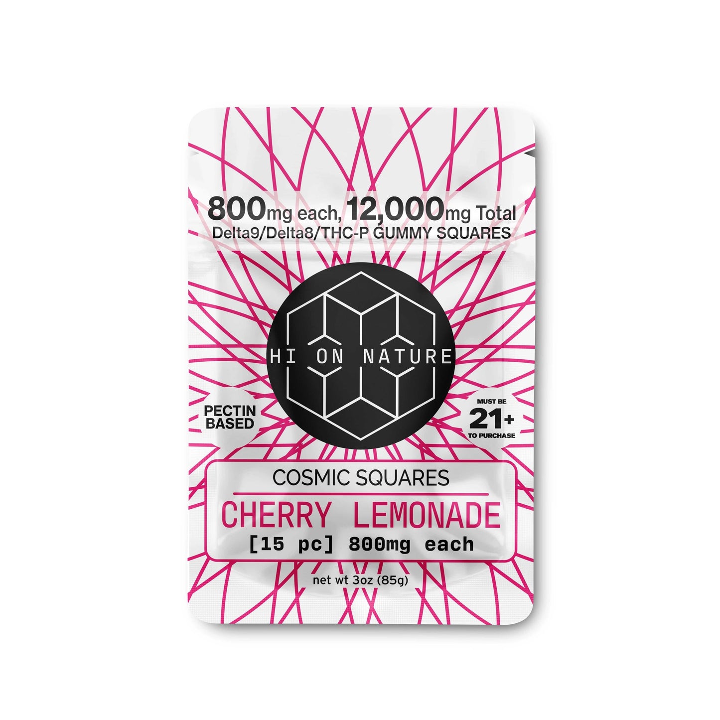 Hi On Nature 12,000mg D9/D8/P Cosmic Squares - Pectin Based Infused Hemp Extract Edibles