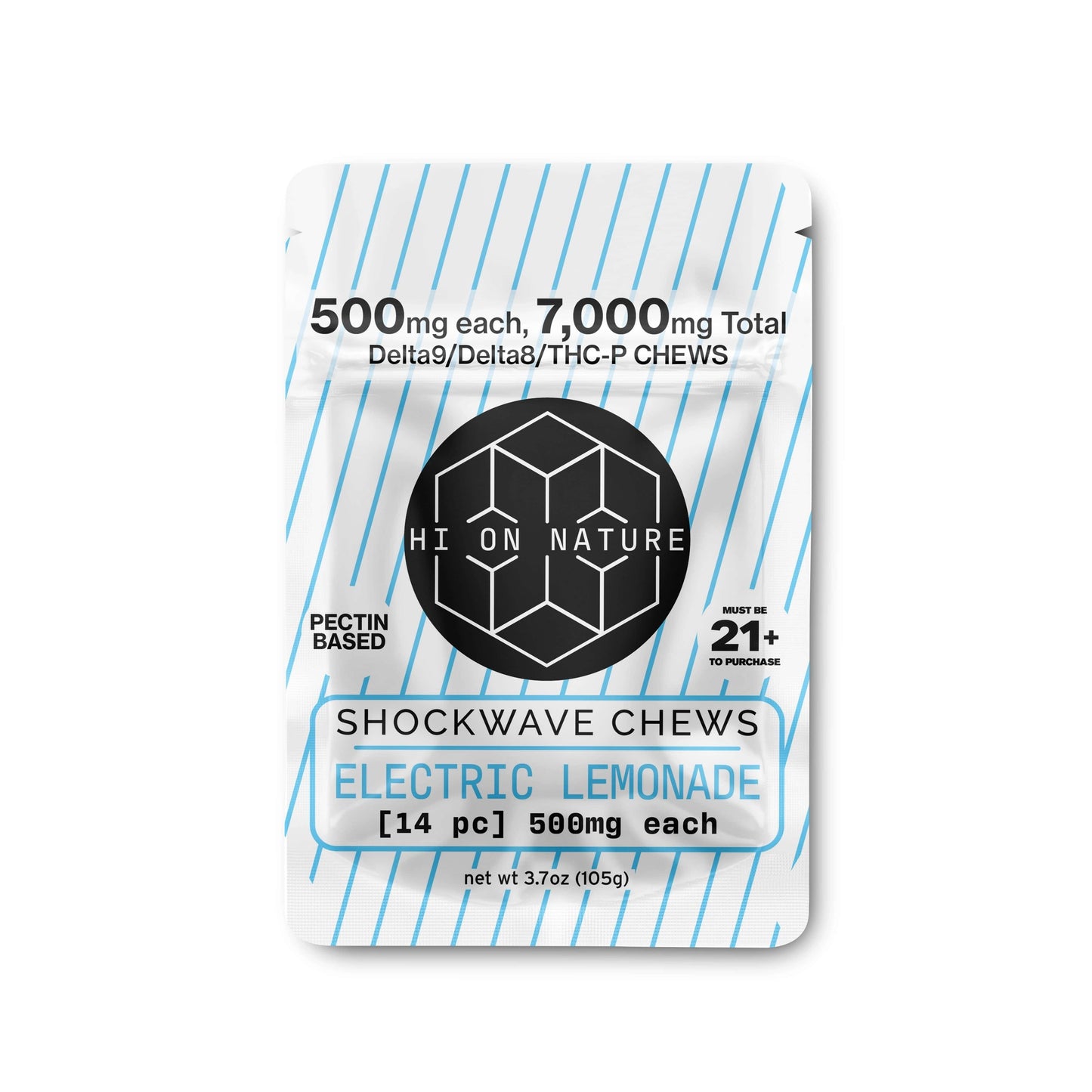 Hi On Nature 7000mg D9/D8/P Shockwave Chews - Pectin Based Infused Hemp Extract Edibles