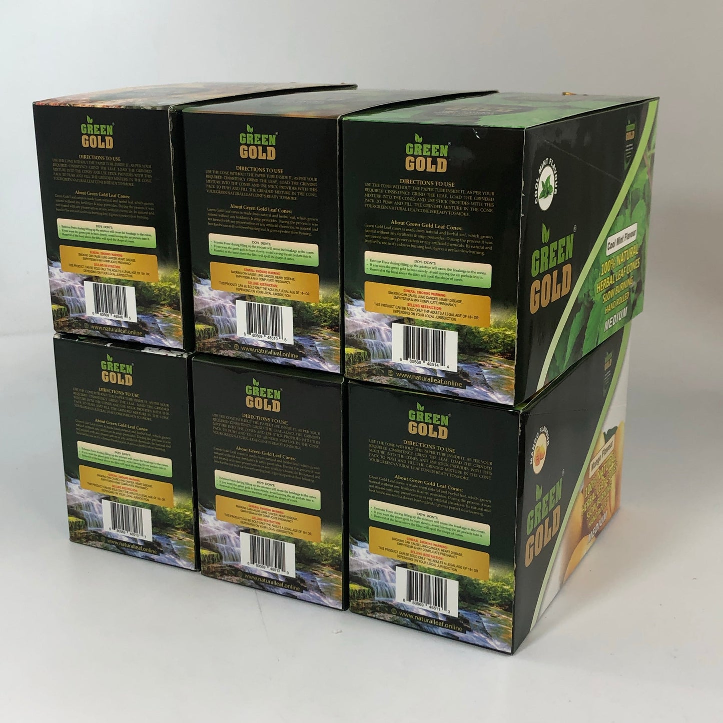 GREEN GOLD ALL NATURAL HERBAL LEAF CONES MEDIUM SIZE 24 BOXES PER DISPLAY (2 CONES PER BOX) Best Sales Price - Rolling Papers & Supplies