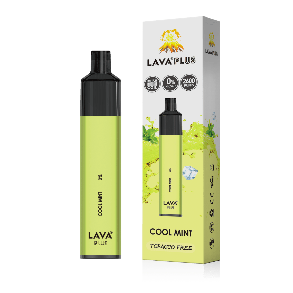 Lava Plus 2600 Puffs Disposable Zero Nicotine Free 0% - Cool Mint Best Sales Price - Disposables