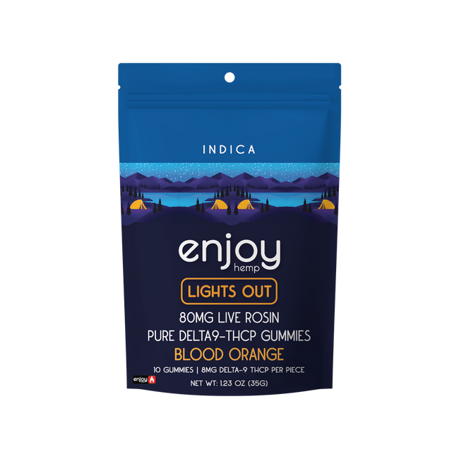 Enjoy Hemp 80mg Live Rosin Pure THCP Gummies (Lights Out) - Indica-Infused Blood Orange Best Sales Price - Gummies