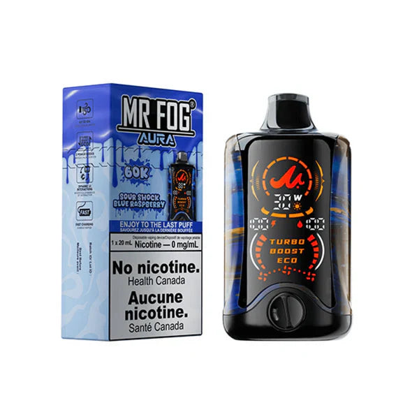 Sour Shock Blue Raspberry Mr. Fog Aura 60K Disposable Vape