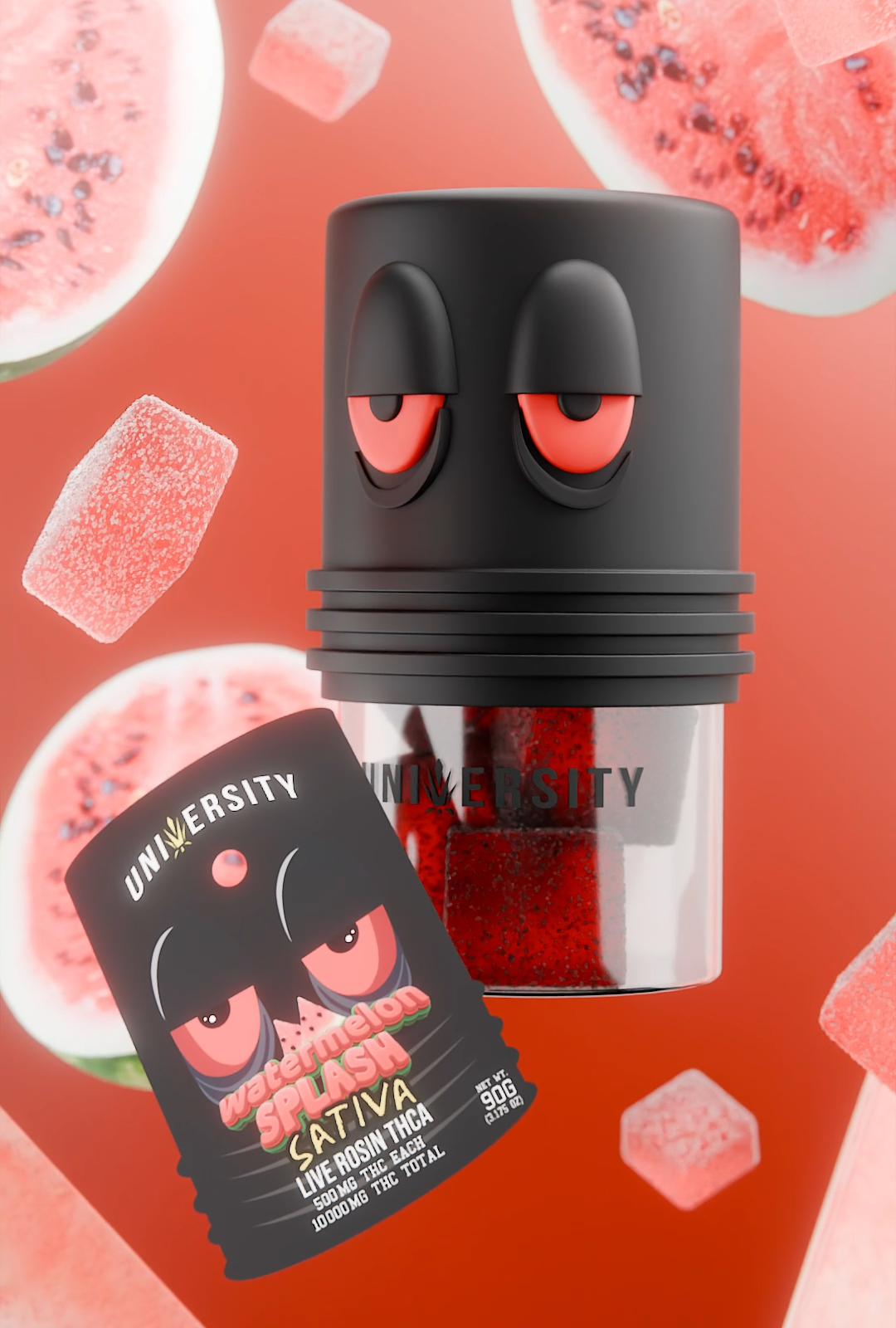 Watermelon Splash – THC Live Rosin Premium Gummies