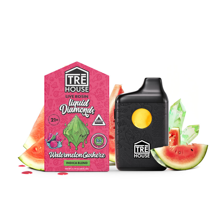 Tre House Watermelon Gusherz – Live Rosin Liquid Diamonds Indica THC Vape Pen – 3.5g