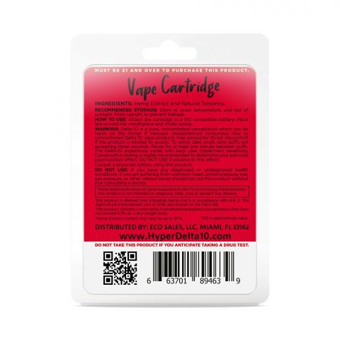 Cherry Pie Cartridge - Delta 10 THC Hyper 900mg (1ml) Best Sales Price - Vape Cartridges