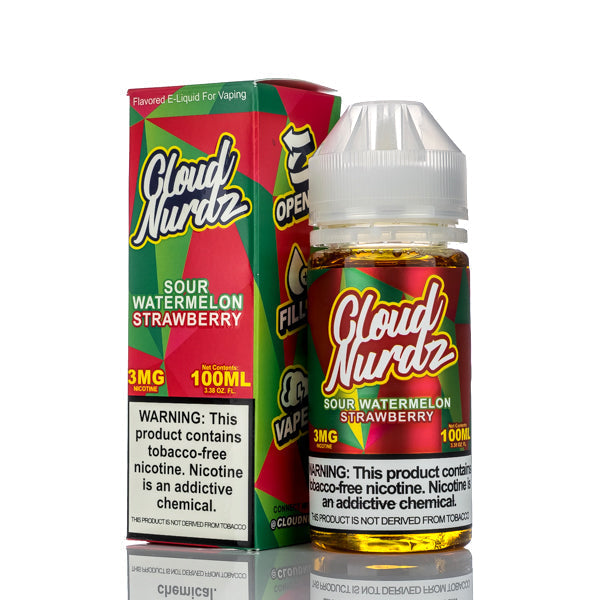 Cloud Nurdz E-Liquid Sour Watermelon Strawberry 100ml (6mg) Best Sales Price - eJuice