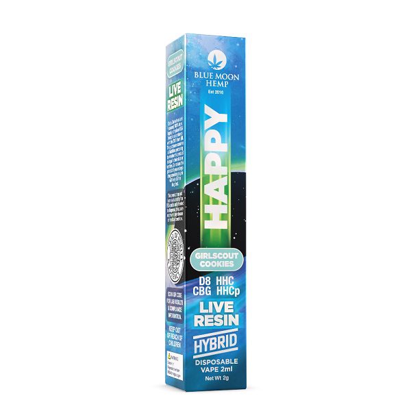 Blue Moon Hemp Happy Blend Girl Scout Cookies Live Resin Disposable Vape 2G Best Sales Price - Vape Pens