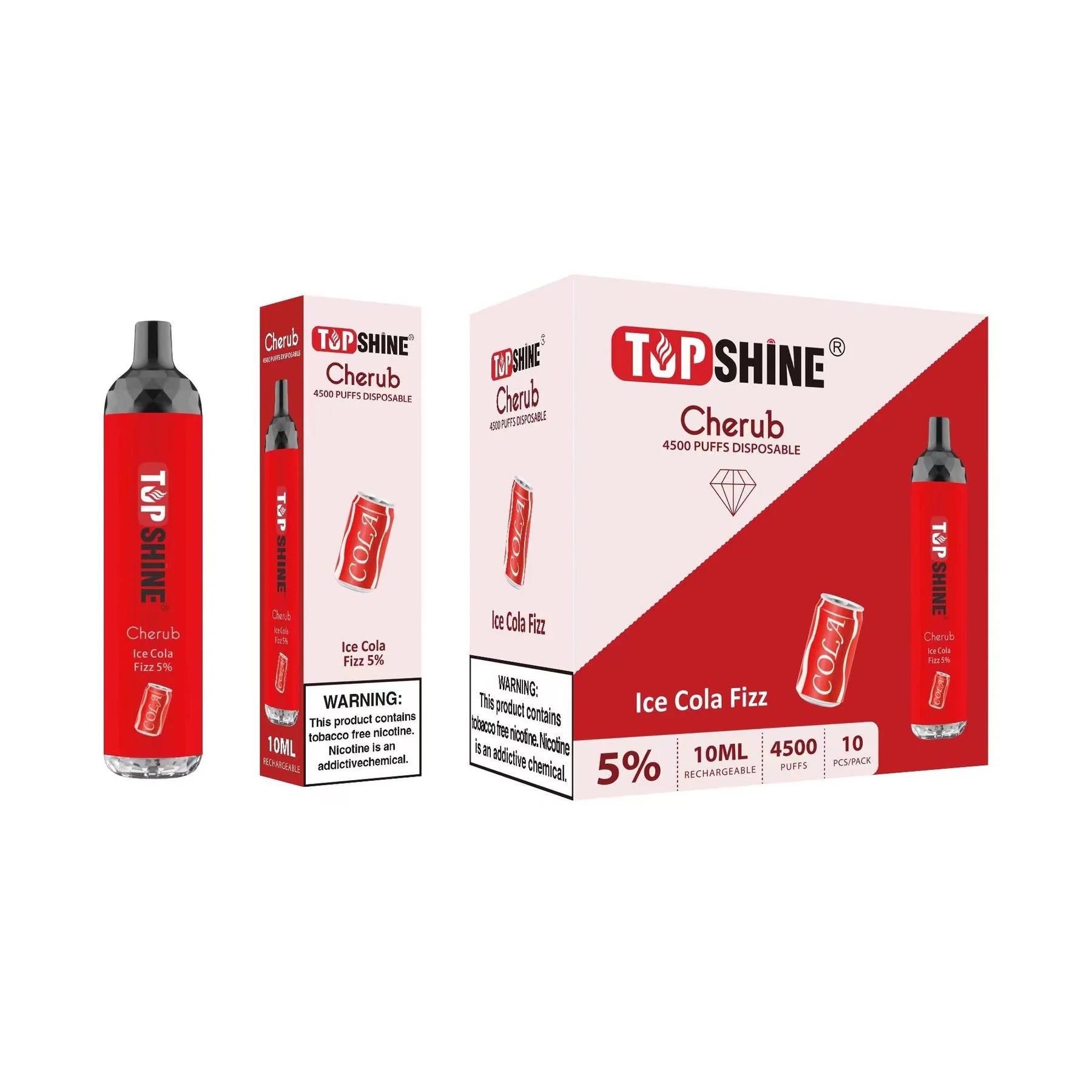 Ice Cola Fizz Top Shine Cherub Disposable Vape 4500 Puffs TenVape