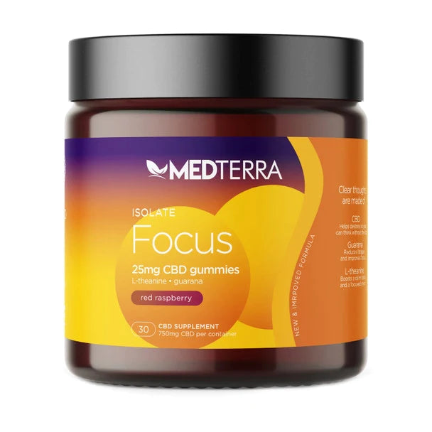 Medterra - CBD Edible - Focus Isolate Gummies - Red Raspberry - 25mg Best Sales Price - Edibles
