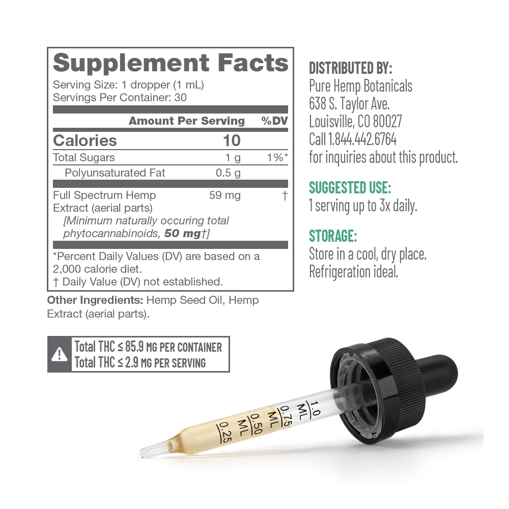 1,500mg Pure Balance Full Spectrum CBD Tinctures by Pure Hemp Botanicals Best Sales Price - Tincture Oil