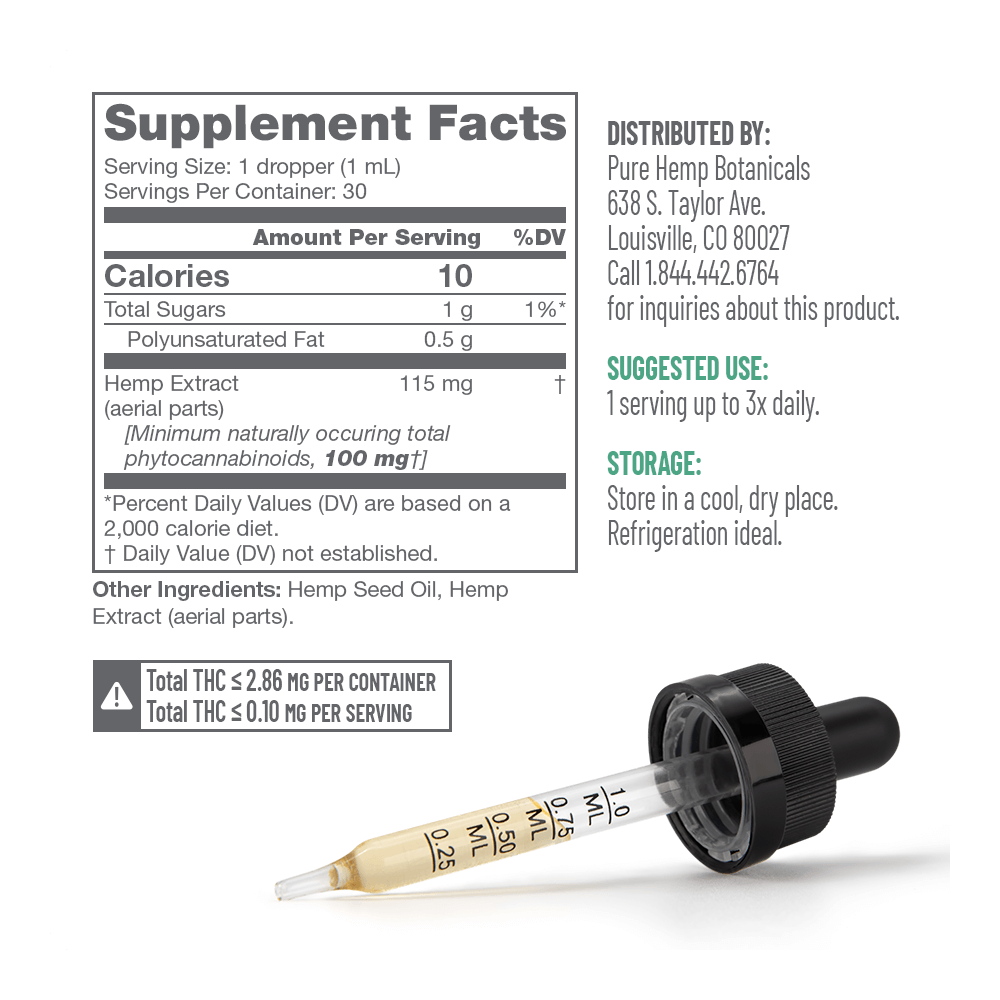 3,000mg Pure Balance Broad Spectrum Tincture by Pure Hemp Botanicals Best Sales Price - Tincture Oil