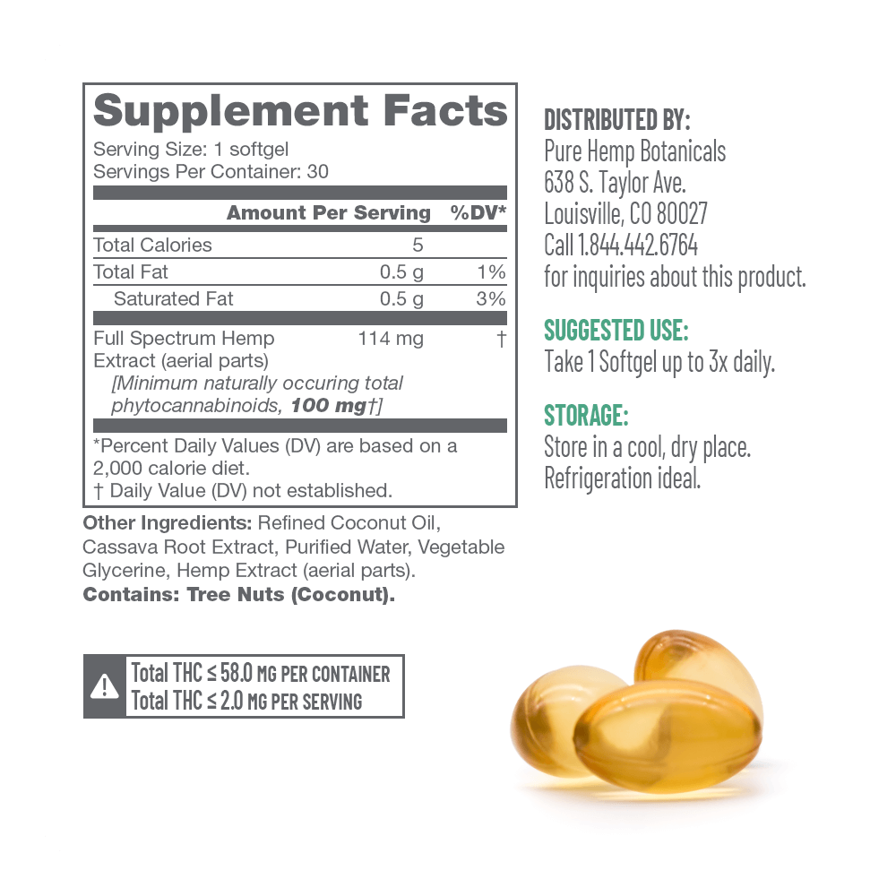 3,000mg Pure Balance CBD Softgels Full Spectrum by Pure Hemp Botanicals Best Sales Price - Edibles