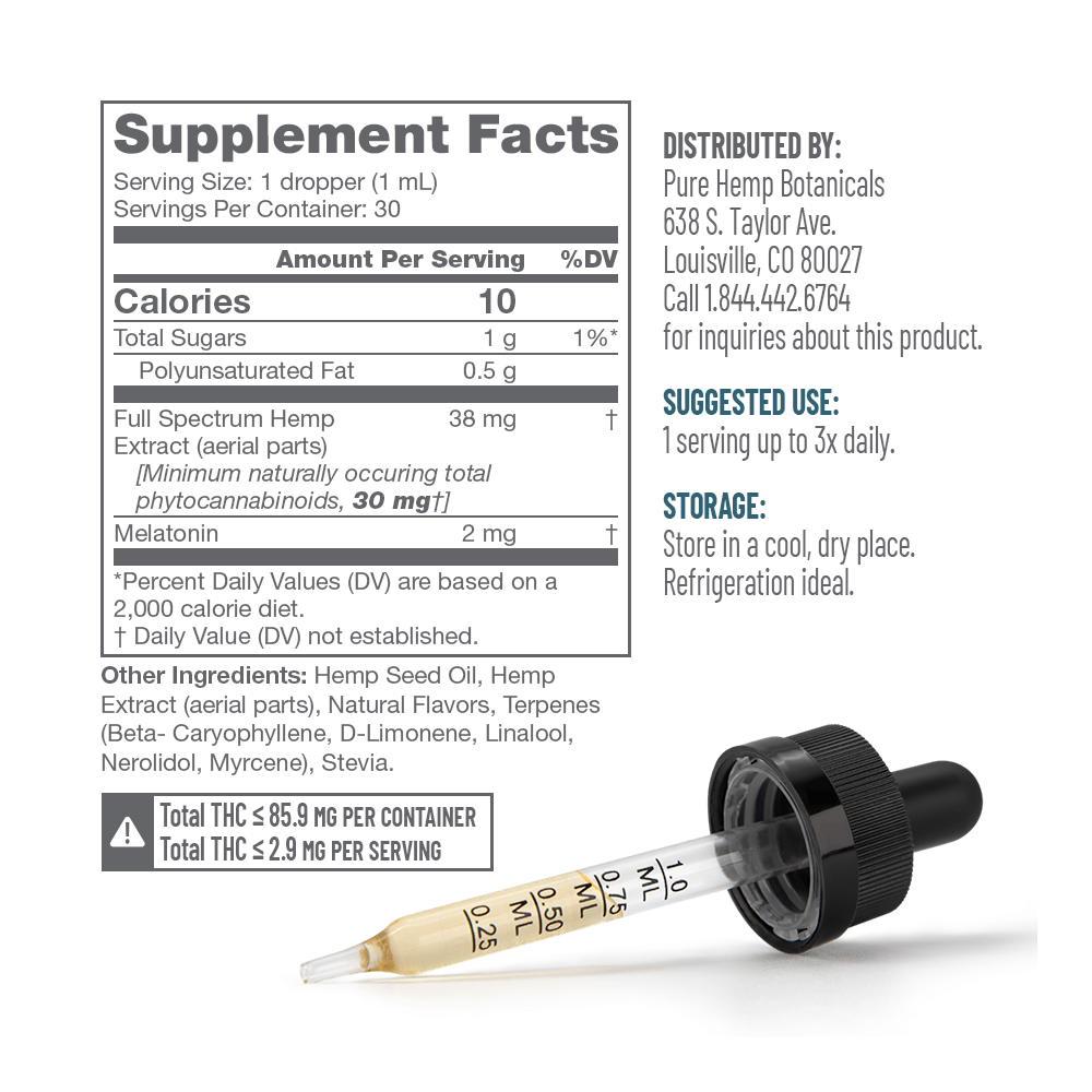 900mg Pure Sleep CBD + CBN Tincture by Pure Hemp Botanicals Best Sales Price - Tincture Oil