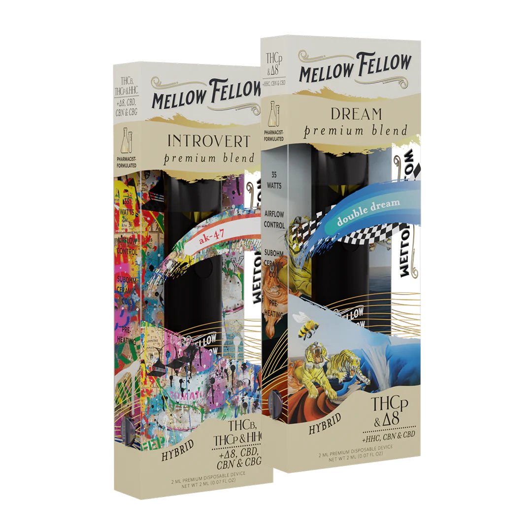 Mellow Fellow The Cozy Collection - Introvert (AK-47) and Dream( Double Dream) - 2 Pk 2ml Disposable Vapes Best Sales Price - Vape Pens