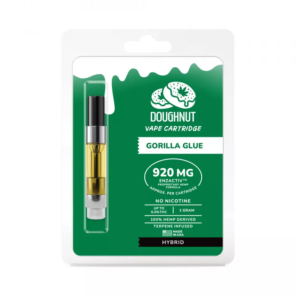 Gorilla Glue Strain Vape -Gorilla Glue Cartridge - CBD & Enzactiv - Doughnut - 920mg Best Sales Price - Vape Pens