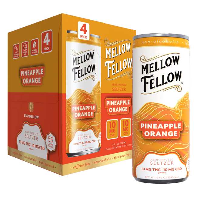 Delta 9 THC + CBD Seltzer Beverage 20MG - Pineapple Orange 4 Pack