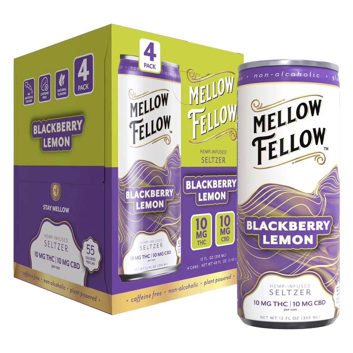Delta 9 THC + CBD Seltzer Beverage 20MG - Blackberry Lemon 4 Pack