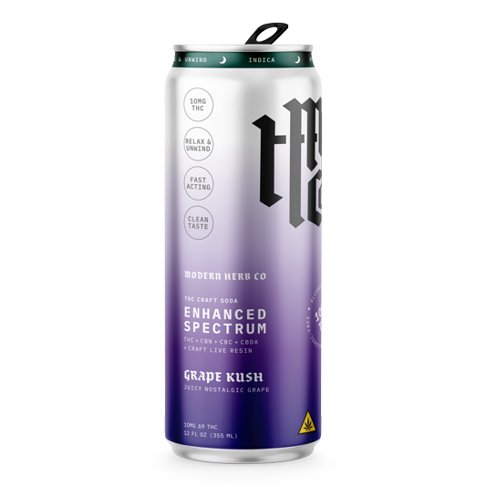 Enhanced Spectrum THC Craft Soda: Grape Kush (Indica) 12oz - 4pk Best Sales Price - Seltzers