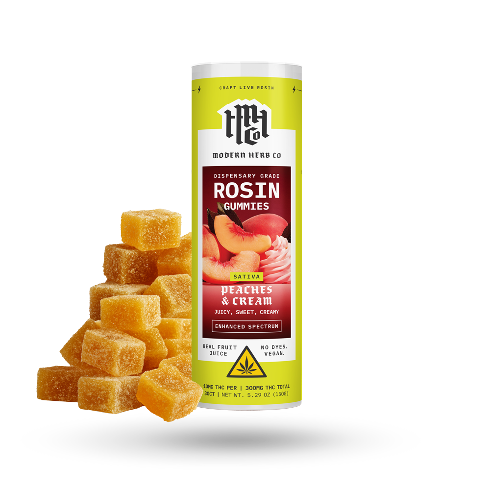 The Hemp Collect Live Rosin Gummies: Peaches & Cream (Sativa), 30ct