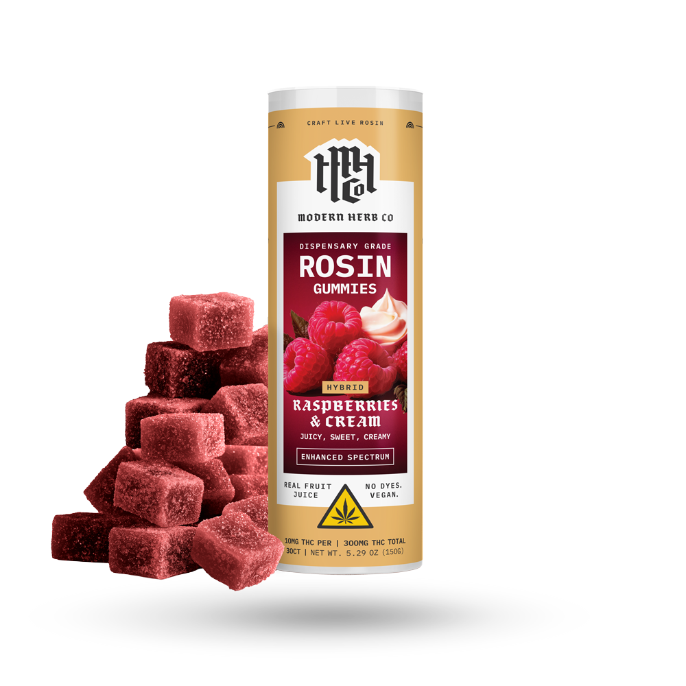 The Hemp Collect Live Rosin Gummies: Raspberries & Cream (Hybrid), 30ct
