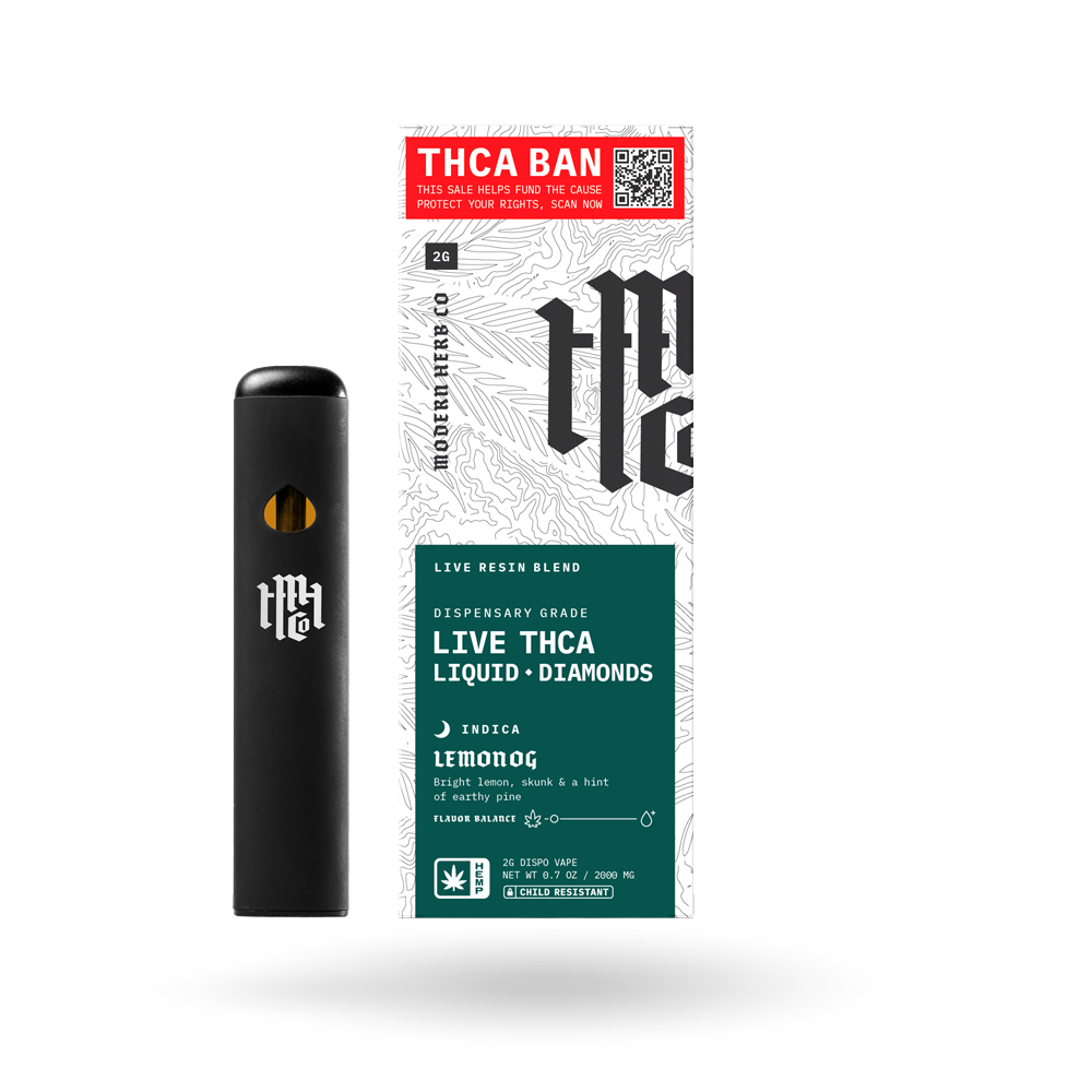 THCa Disposable Live Resin Liquid Diamonds: Lemon OG (Indica) - 2g