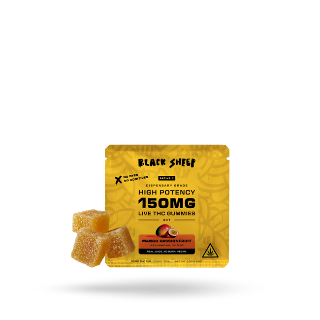 Live THC Gummy: Mango Passionfruit (Sativa), 3ct