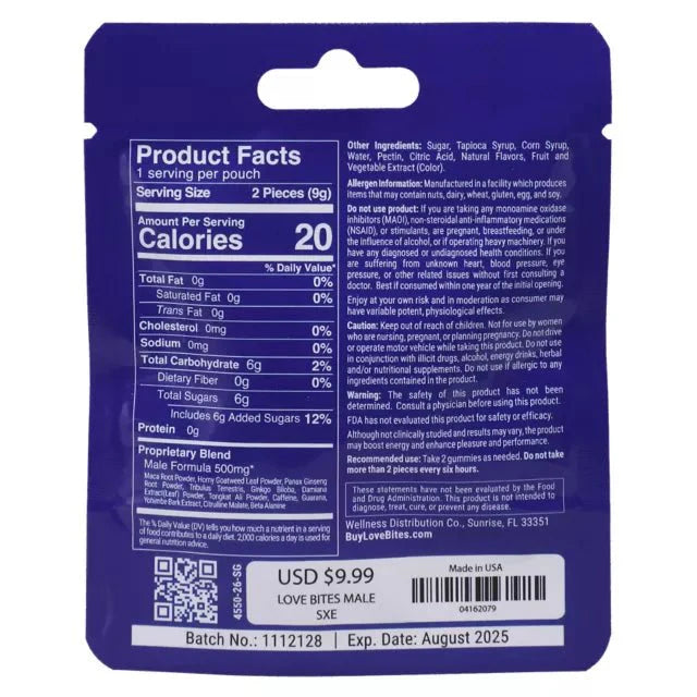 Love Bites Male Sensual Enhancement Gummies - 2 Count