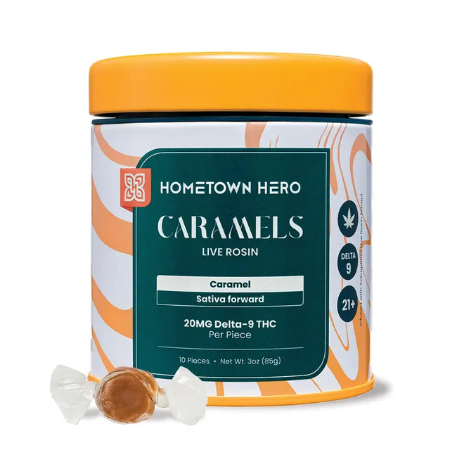 Hometown Hero Live Rosin Delta 9 THC Caramel 200mg - 400mg Best Sales Price - Gummies