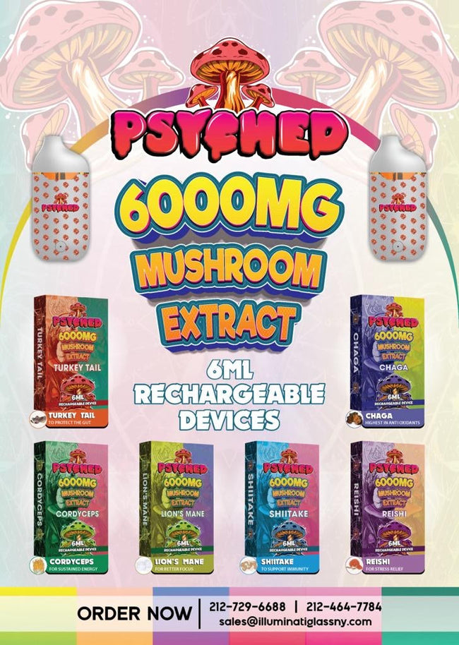 PSYCHED - Mushroom Vape - 6000mg Disposable - Single Unit Best Sales Price - Vape Pens