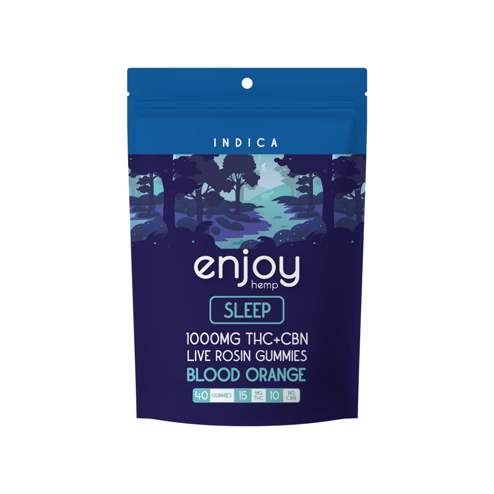 Enjoy Hemp 1000mg Deep Sleep Gummies Delta 9 THC + CBN - Indica-Infused Blood Orange (25 mg each | 40 gummies) Best Sales Price - Gummies