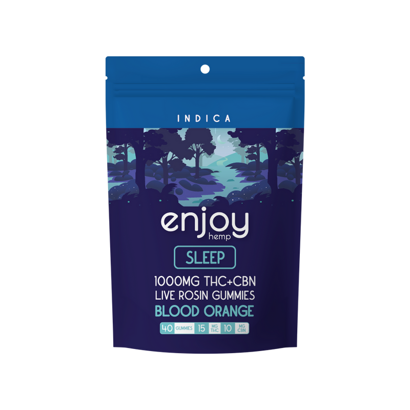 Enjoy Hemp 1000mg Deep Sleep Gummies Delta 9 THC + CBN - Indica-Infused Blood Orange (25 mg each | 40 gummies) Best Sales Price - Gummies