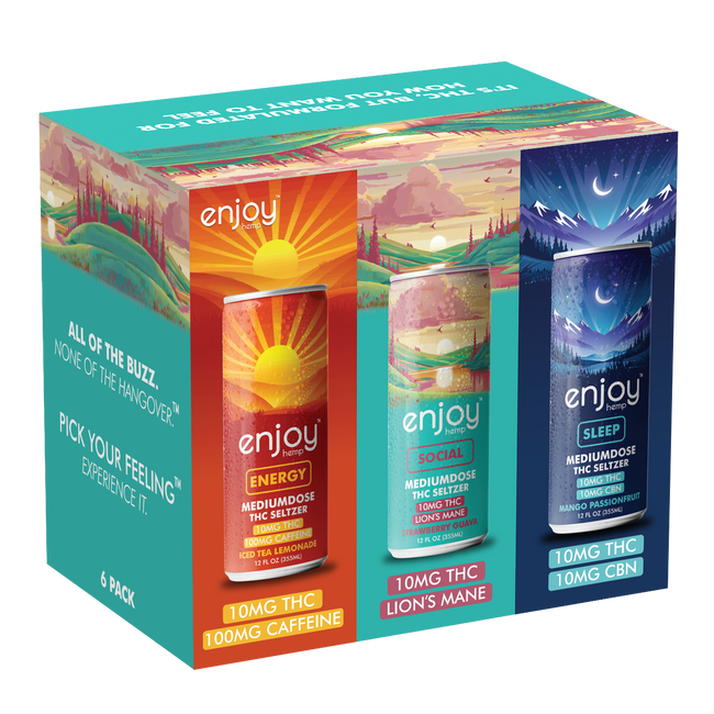 Enjoy Hemp 10mg THC Seltzer Functional Variety Pack | Medium Dose (Energy, Social, Sleep)