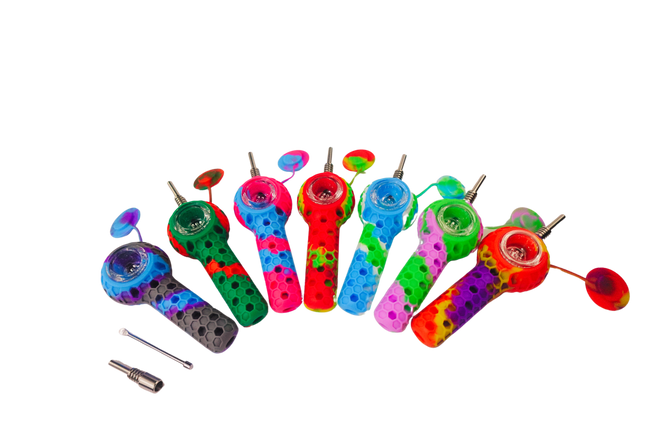 Cloud 8 Silicone 2 in 1 Honey Bee Hand Pipe & Vapor Straw