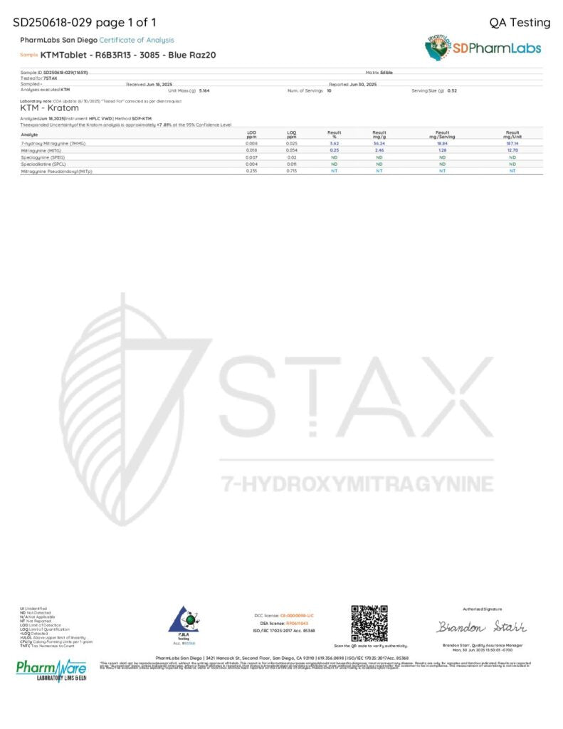 7Stax Premium 7-OH Kratom Alkaloid Tablets (80mg – 4 Count)