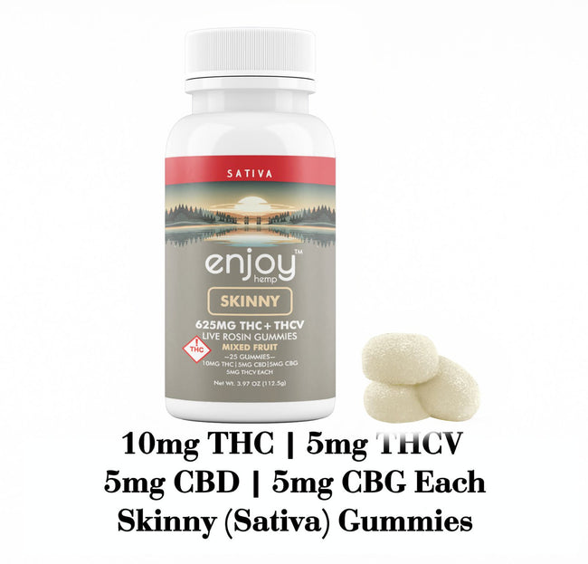 Enjoy Hemp 625 mg Skinny Live Rosin Delta 9 THC + THCV Gummies - 25mg each (Sativa)