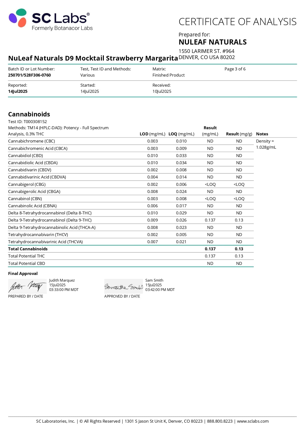 NuLeaf D9 THC Mocktail Shots