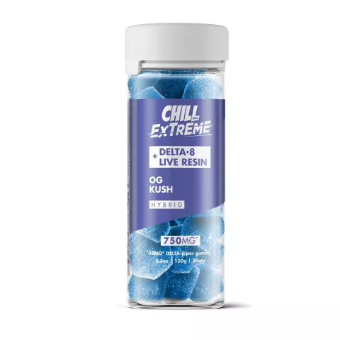 Chill Extreme 25mg Delta 8 + Live Resin Gummies - OG Kush - Hybrid Best Sales Price - Gummies