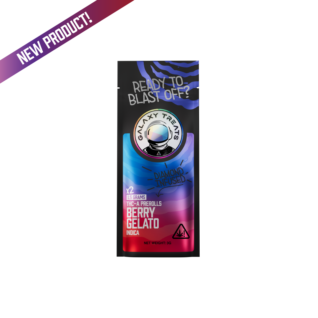 Galaxy Treats Berry Gelato - Diamond Infused 2ct THCA Prerolls