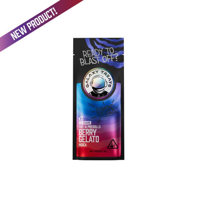 Galaxy Treats Berry Gelato - Diamond Infused 2ct THCA Prerolls