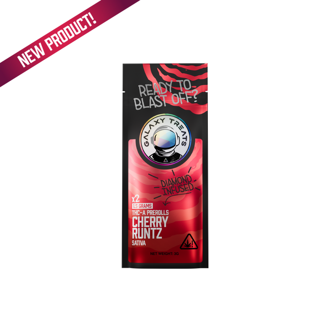 Galaxy Treats Cherry Runtz - Diamond Infused 2ct THCA Prerolls