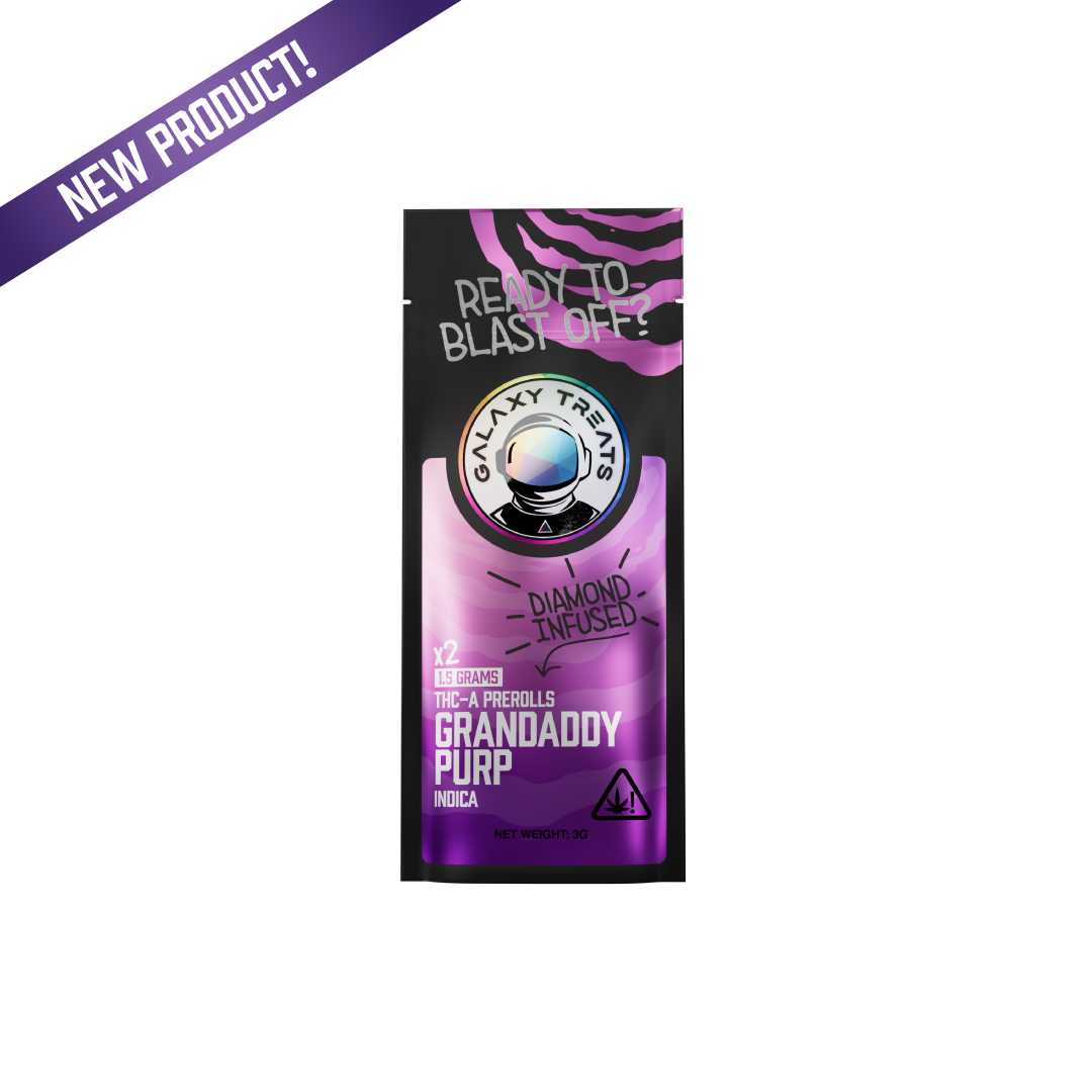 Galaxy Treats Grandaddy Purp - Diamond Infused 2ct THCA Prerolls