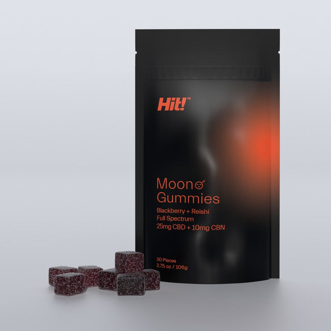 Hit! Moon Gummies with Blackberry + Reishi for Deep Sleep I 750mg CBD and 300mg CBN I 30ct