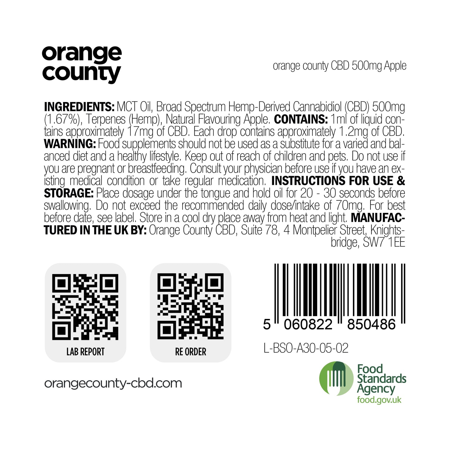 Apple CBD Oil (30ml) Orange County CBD