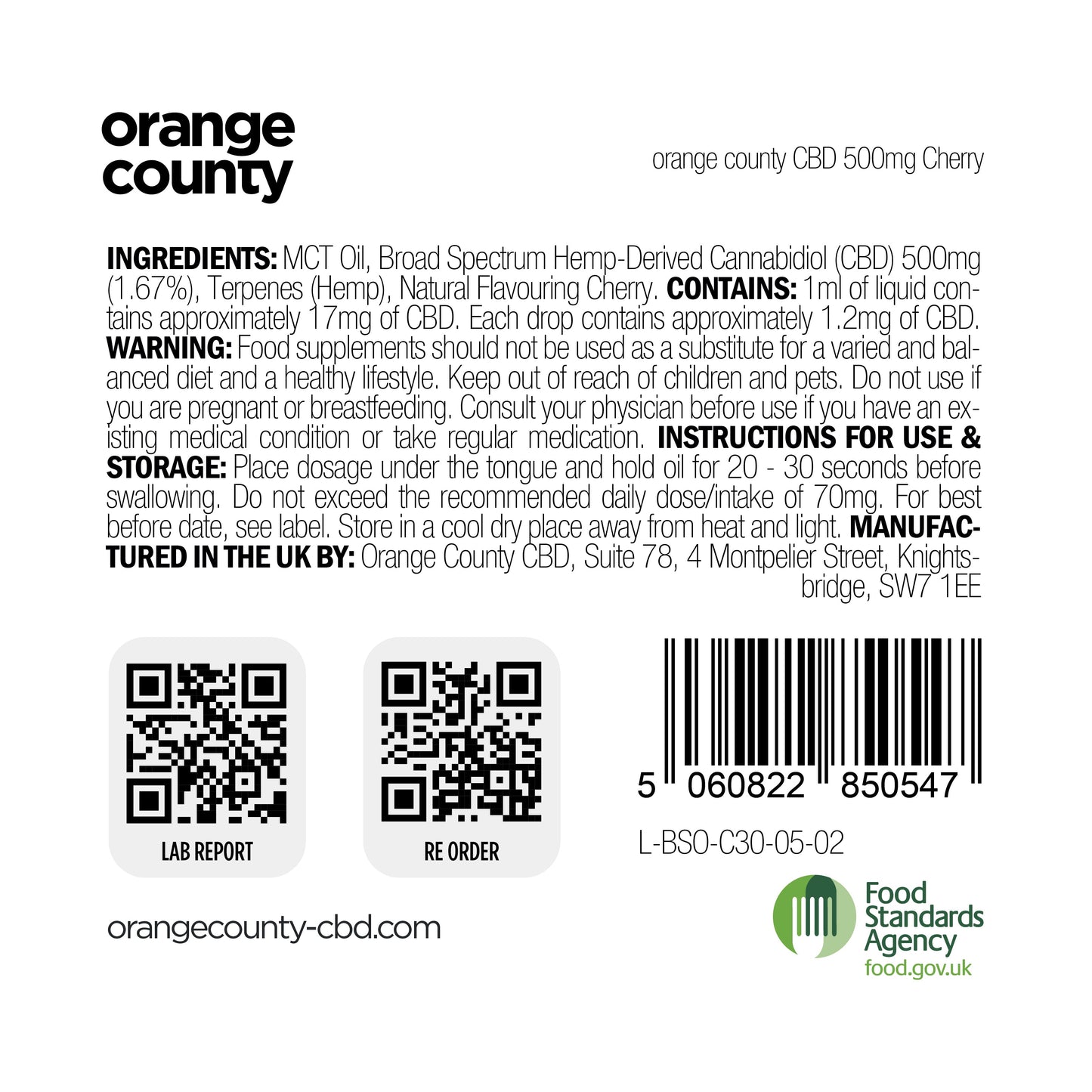 Cherry CBD Oil (30ml) Orange County CBD