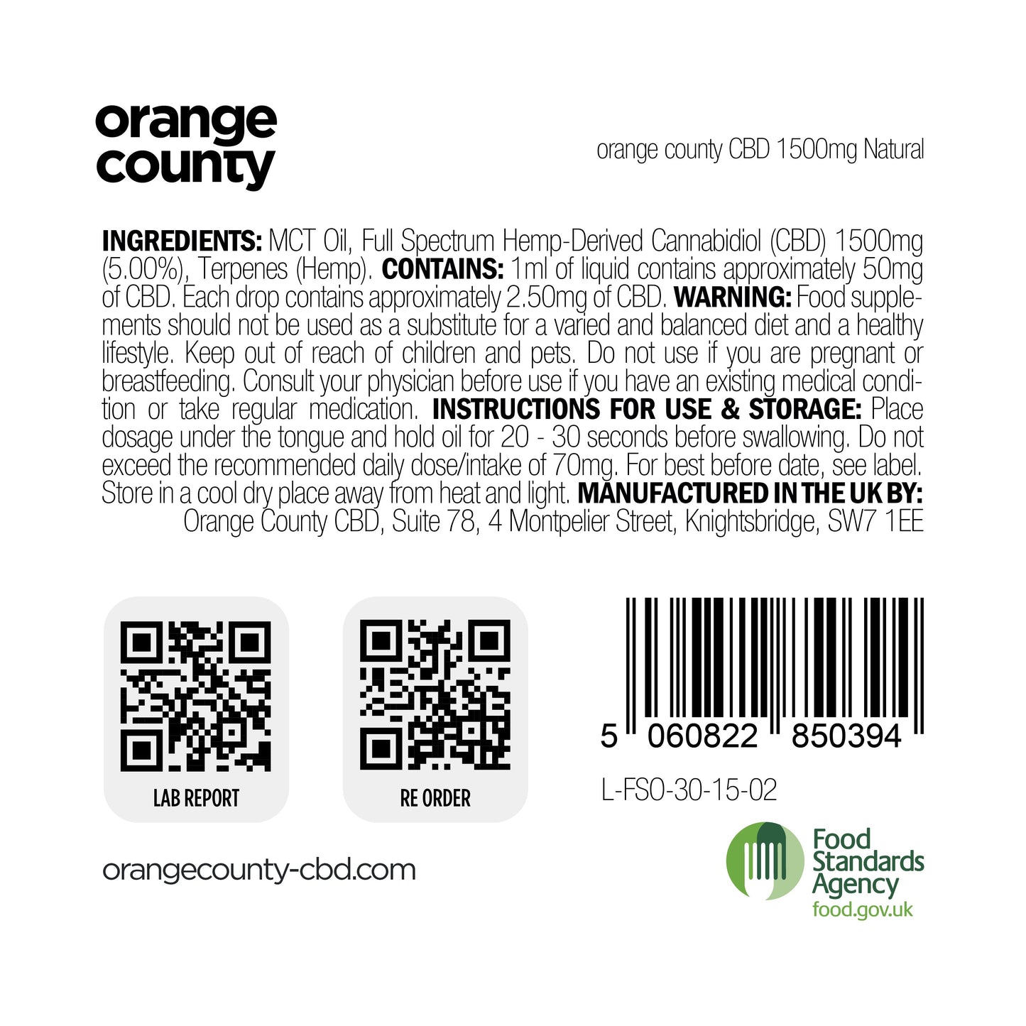 1500mg CBD Oil (30ml)